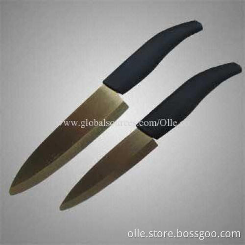 Ceramic Chef's Knife, Titanium Golden Color Ceramic Blade